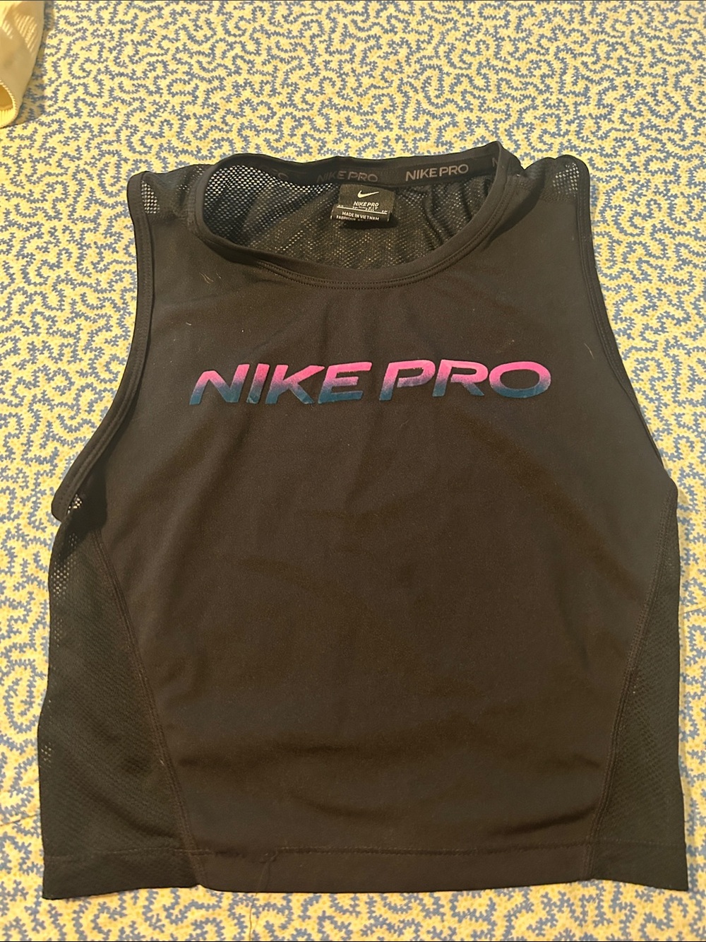 Nike Black Tank with Pink-to-Blue Gradient NIKE PRO Logo